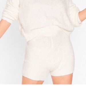 Nasty Gal Cream Knit Shorts